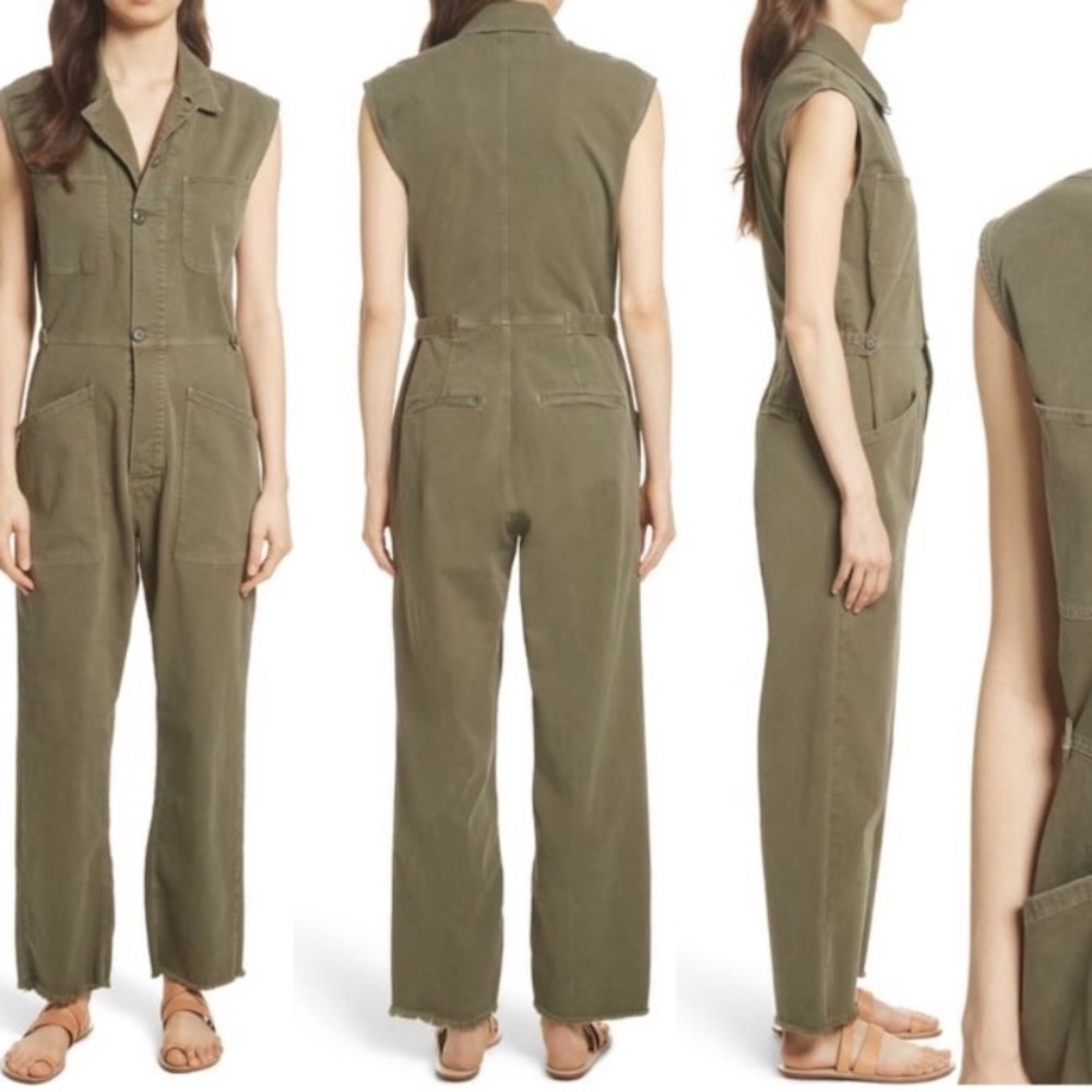 Frame Le Service Twill Jumpsuit In Militia Green - Picture 10 of 11